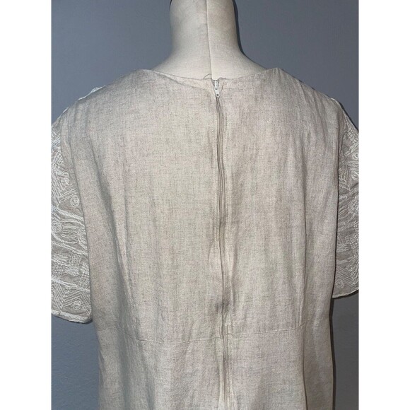 Jessica Howard Vintage Woman size 24 Linen Embroidered Midi Dress Square Neck - Picture 8 of 9